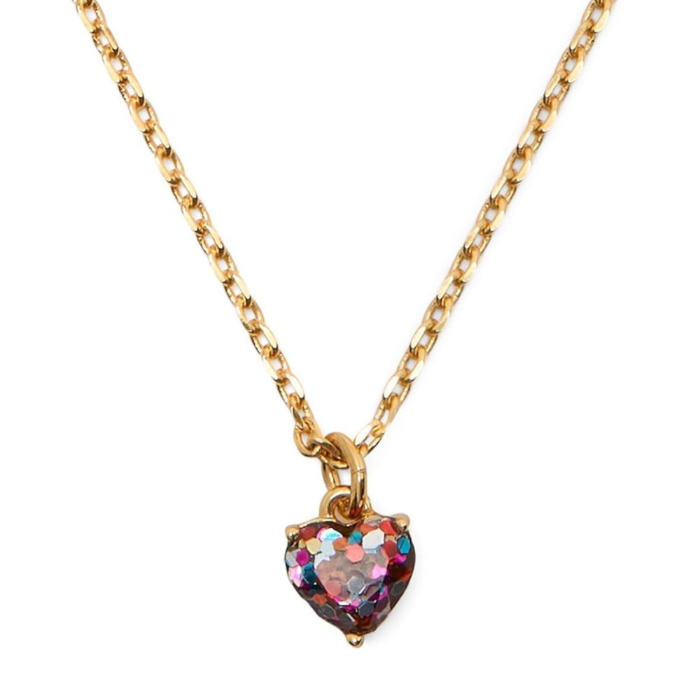 New Kate Spade Gold Heart Pendant Necklace with Multicolor Accents